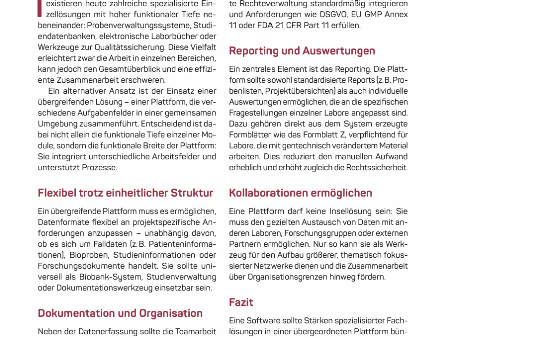 Übergreifende Plattform für Forschung und Organisation